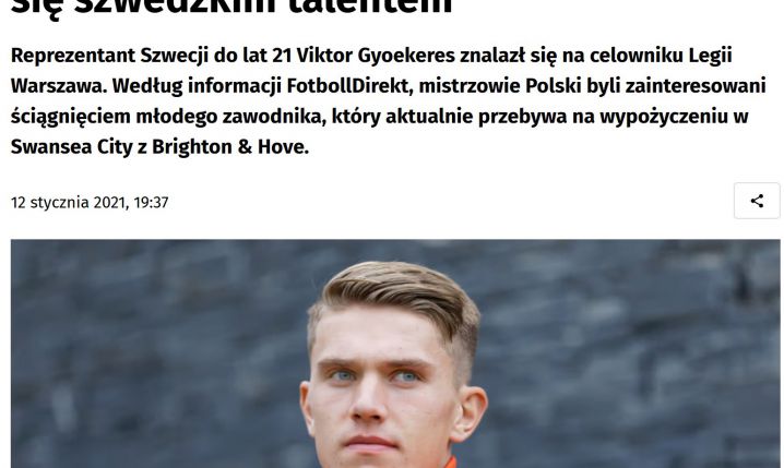 HIT! Viktor Gyokeres w 2021 roku mógł grać w... EKSTRAKLASIE O.o